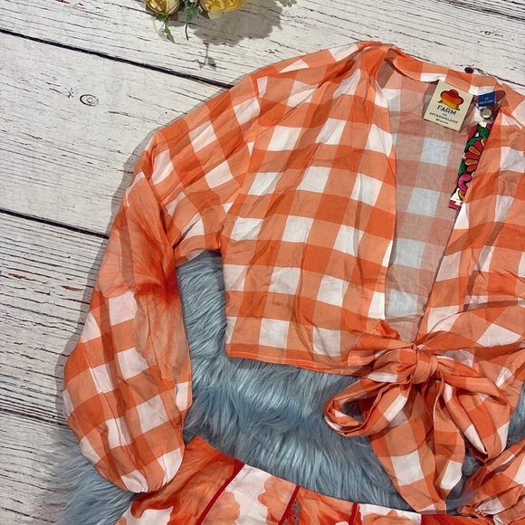 NWT Anthropologie Farm Rio Gingham Contrast Top & Skirt Set - Picture 11 of 12